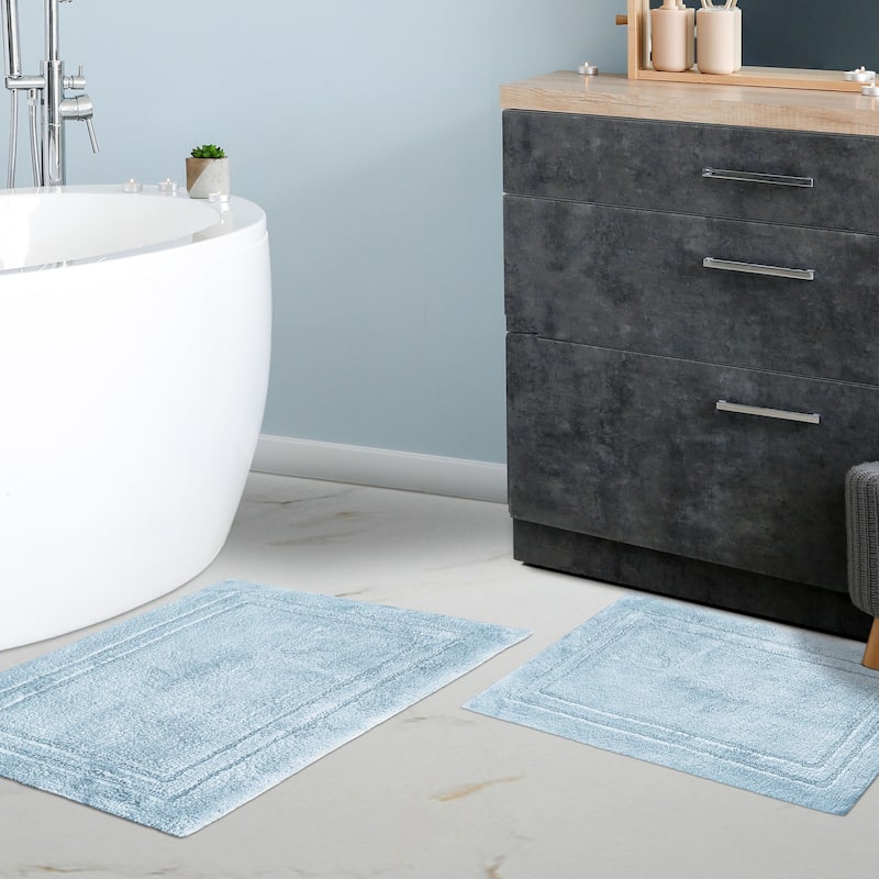 Superior Cotton Solid Non-slip Backing 2-Piece Bath Rug Set