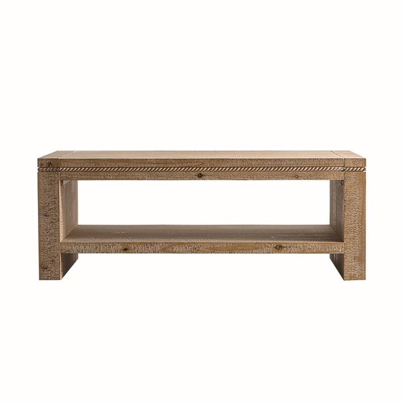 Solid Wood 2-Tier Rectangle Coffee Table