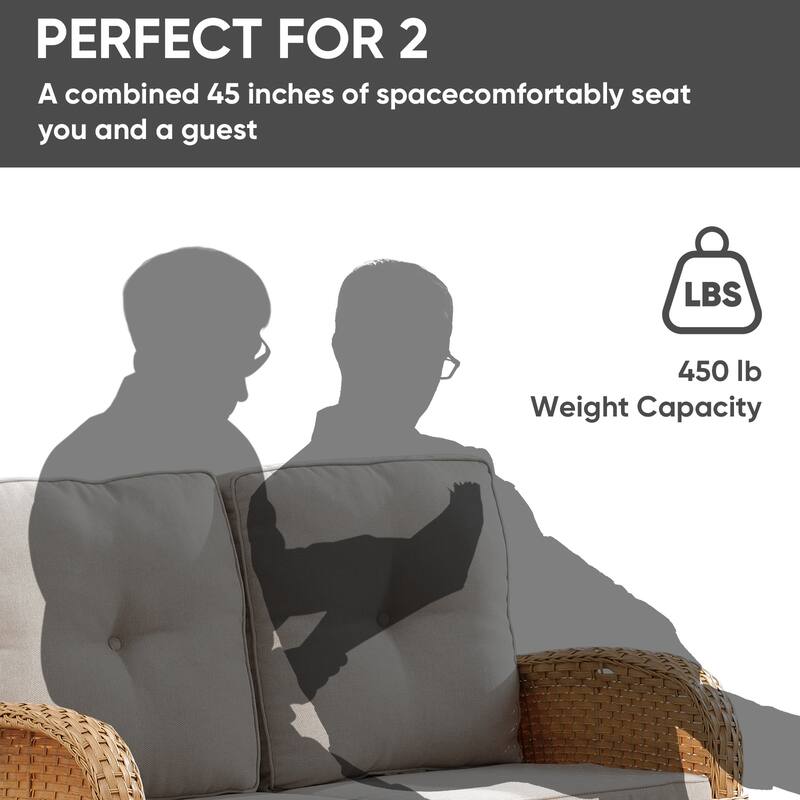 Patio Wicker Chair with Loveseat Coffee Table