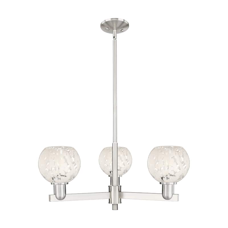Innovations Lighting Endless Possibilities Arcadia - White Mouchette - 3 Light 28" Stem Hung Chandelier - Satin Nickel