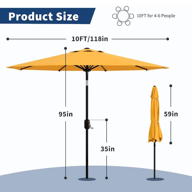 10 FT Outdoor Table Patio Umbrella, Waterproof UV Protection for Garden, Backyard, Poolside