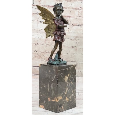 Very Beautifully Detailed Fairy Pure Hotcast Bronze Statue Signed No Reserve