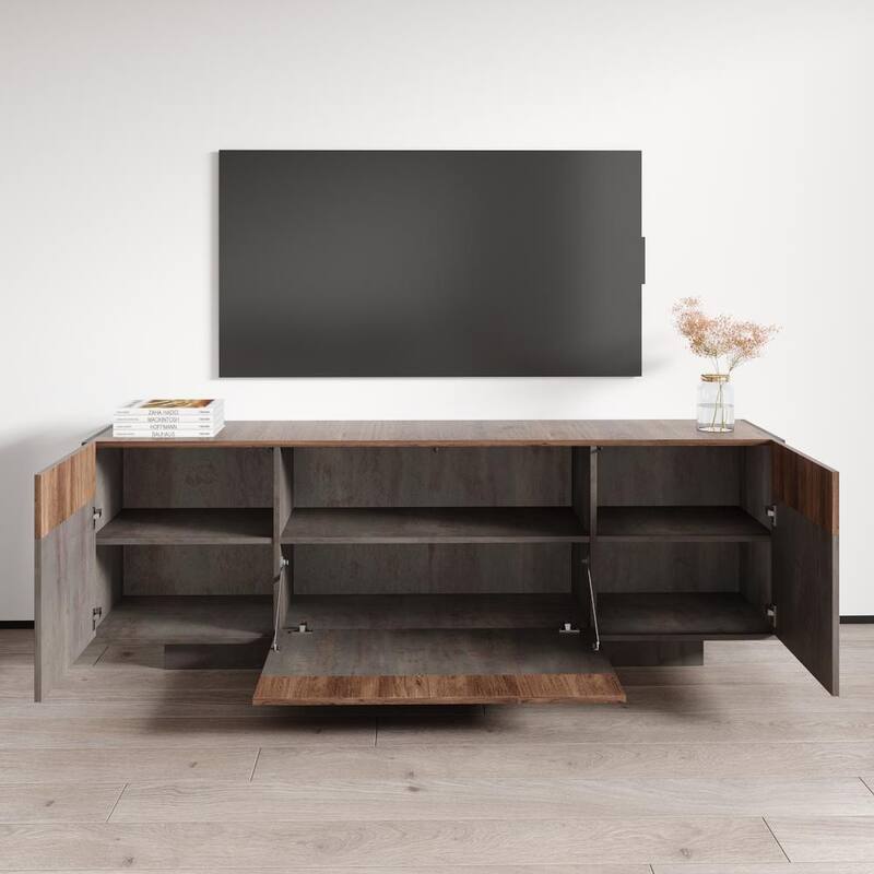 Meble Furniture Haopsa 71" Modern 3D-Effect TV Stand with Storage Cabinets for up to 80" TVs