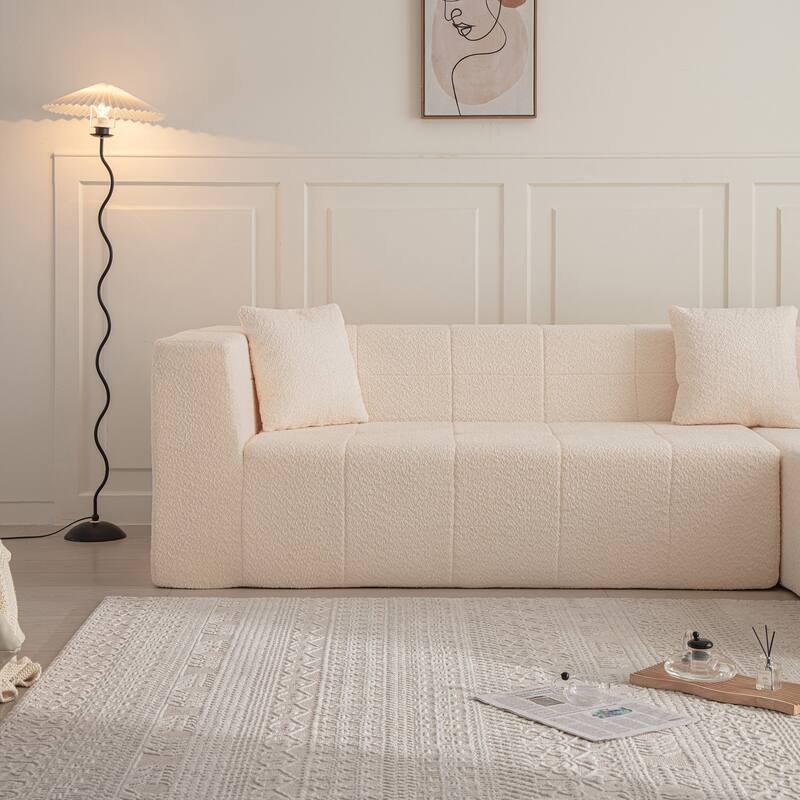 105.5" Modular L-Shaped Sectional Floor Couch, Deep Seat Tufted Comfy
