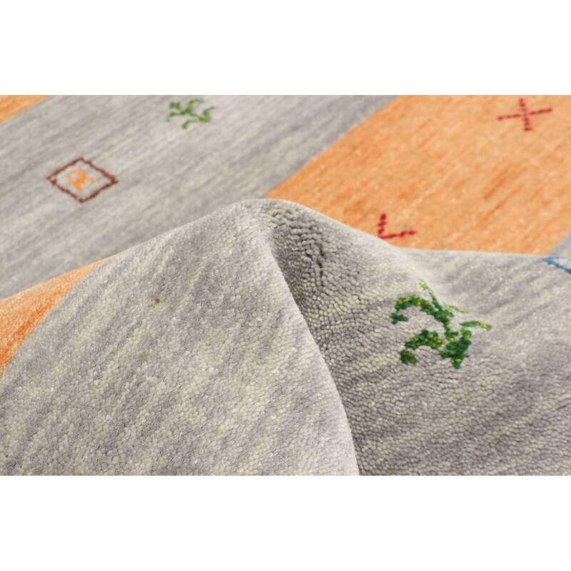 ECARPETGALLERY Hand Loomed Kashkuli Gabbeh Grey Wool Rug - 2'7 x 9'8