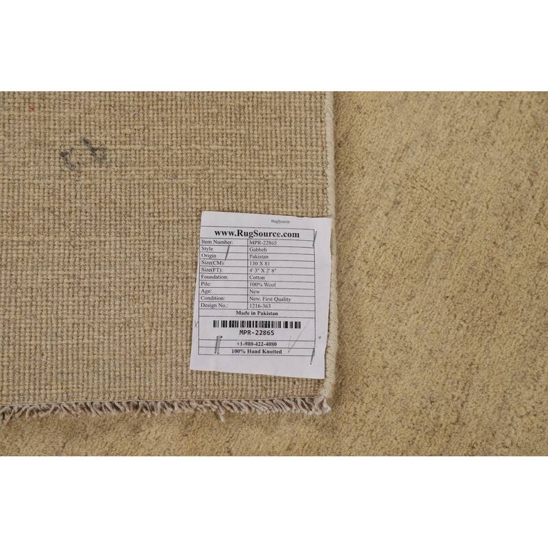 Contemporary Gabbeh Oriental Accent Rug Handmade Wool Carpet - 2'8"x 4'3"