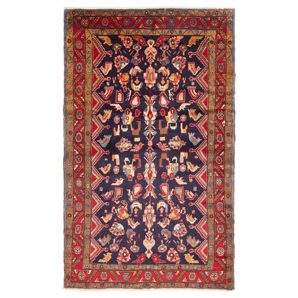 ECARPETGALLERY Hand-knotted Andelz Navy Wool Rug - 4'11 x 7'10