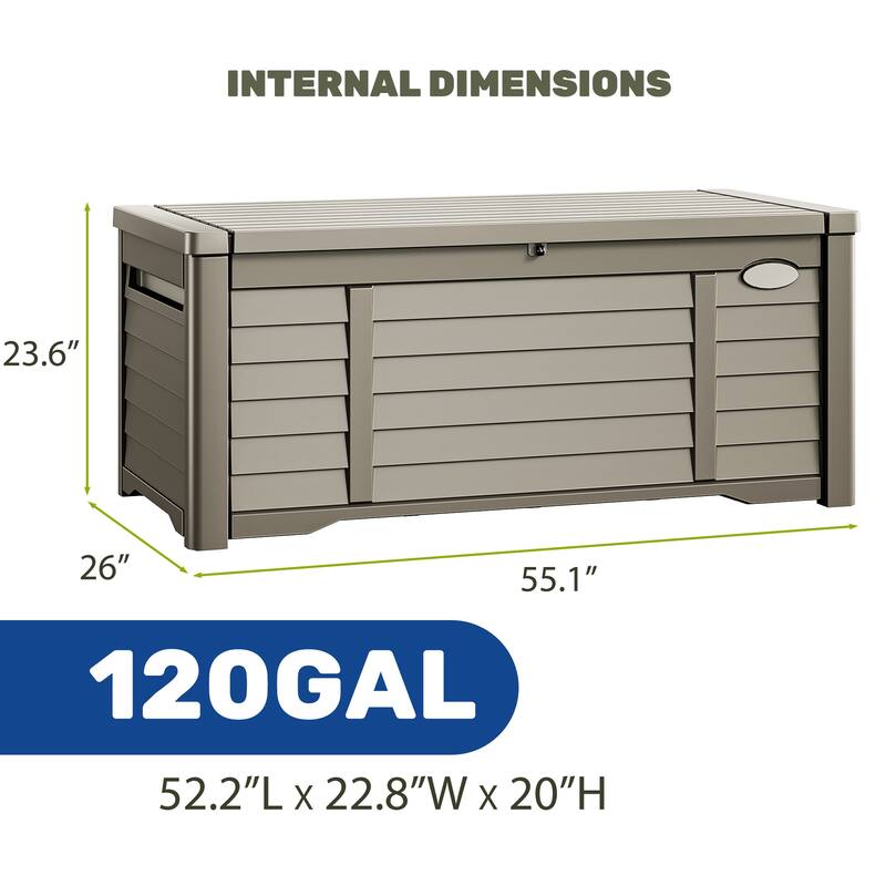 120 Gallons Water Resistant Lockable Deck Box