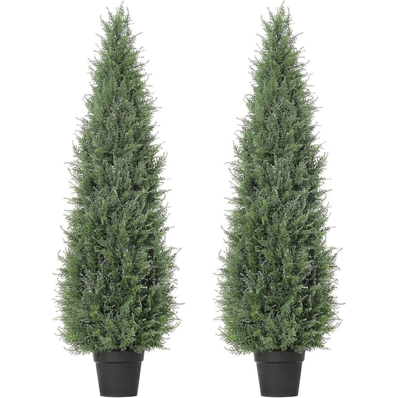 2-Pack Faux Artificial Cedar Topiary Tree for Home Office Decor - 3 FT