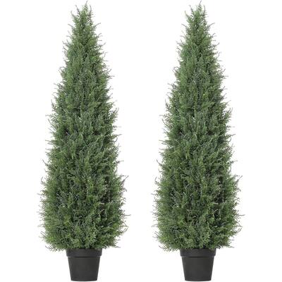 2-Pack Faux Artificial Cedar Topiary Tree for Home Office Decor