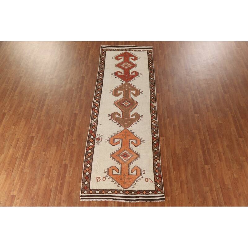 Anatolian Runner Rug Handmade Oriental Wool Carpet - 3'11"x 12'4"
