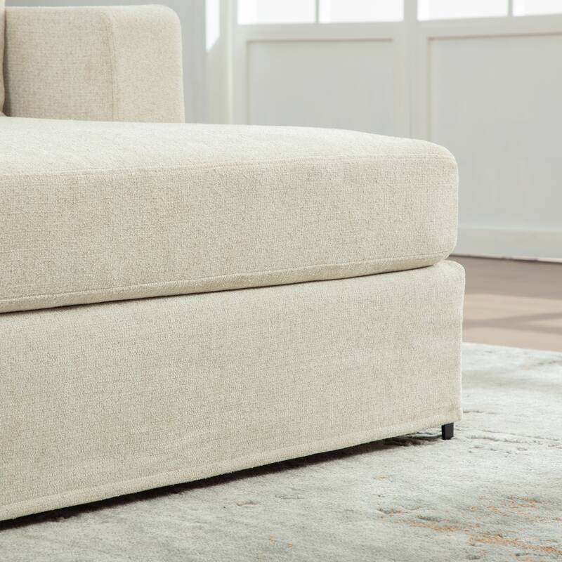 56.3"W Modern Chenille linen Loveseat Sofa,Sofa Bed with Pillows&Metal Legs