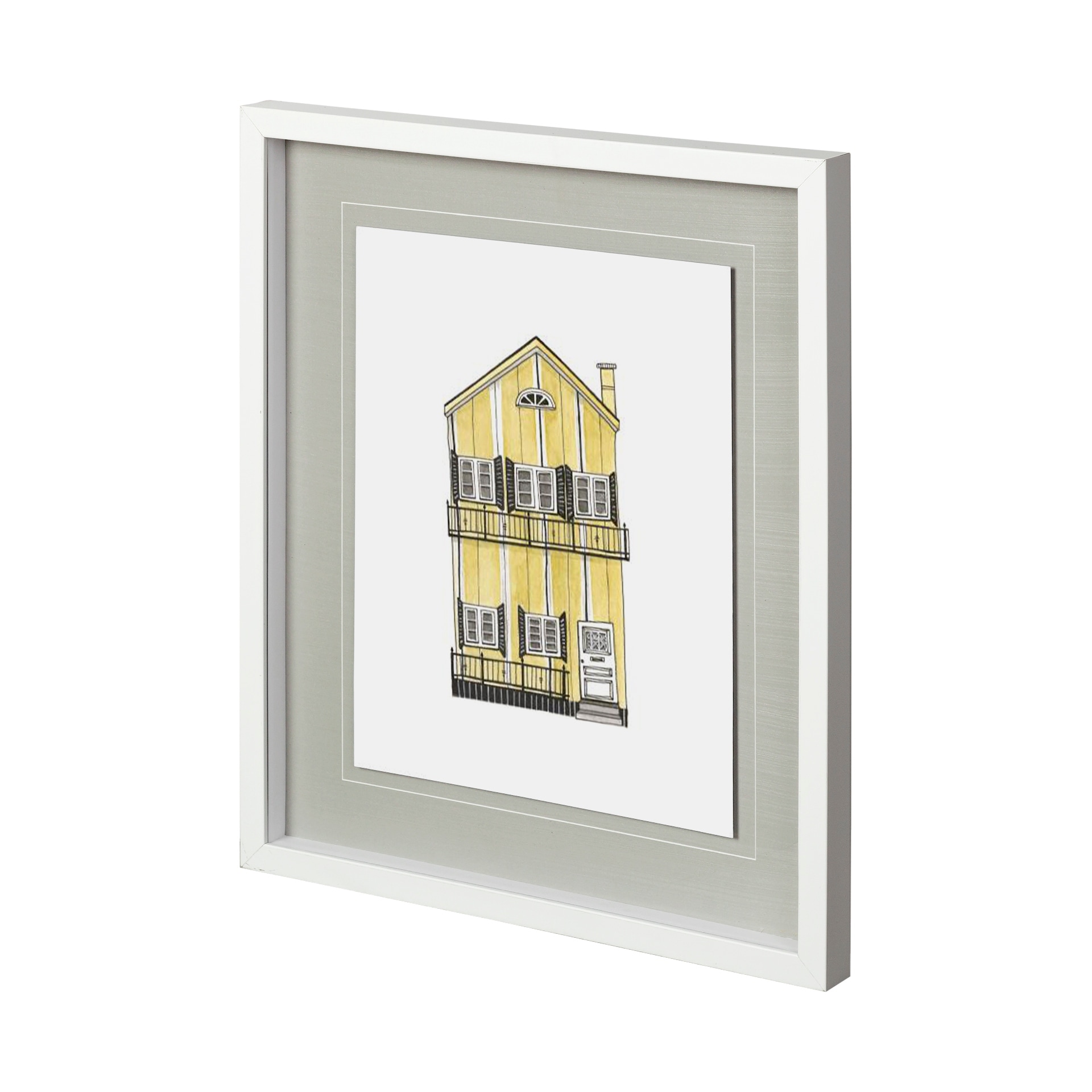 Mercana Petit Mansion III by Jones a Hand Embellished Textured Framed Art Print Matted under Glass