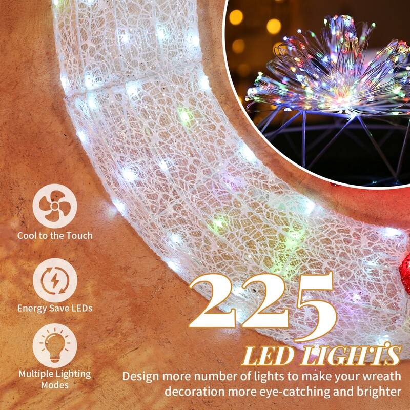 Pre-Lit Outdoor Christmas Wreath Decoration