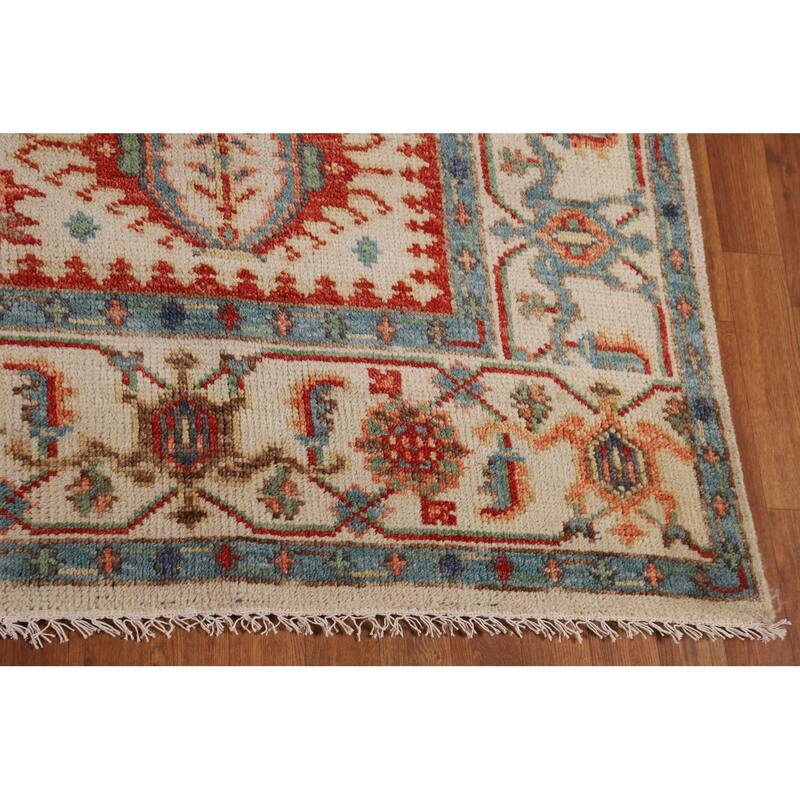 Oushak Indian Area Rug Hand-Knotted Oriental Beige Wool Carpet - 7'11"x 10'2"