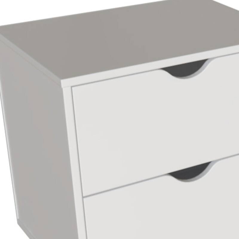 HomeRoots 24" White Two Drawer Faux Wood Nightstand
