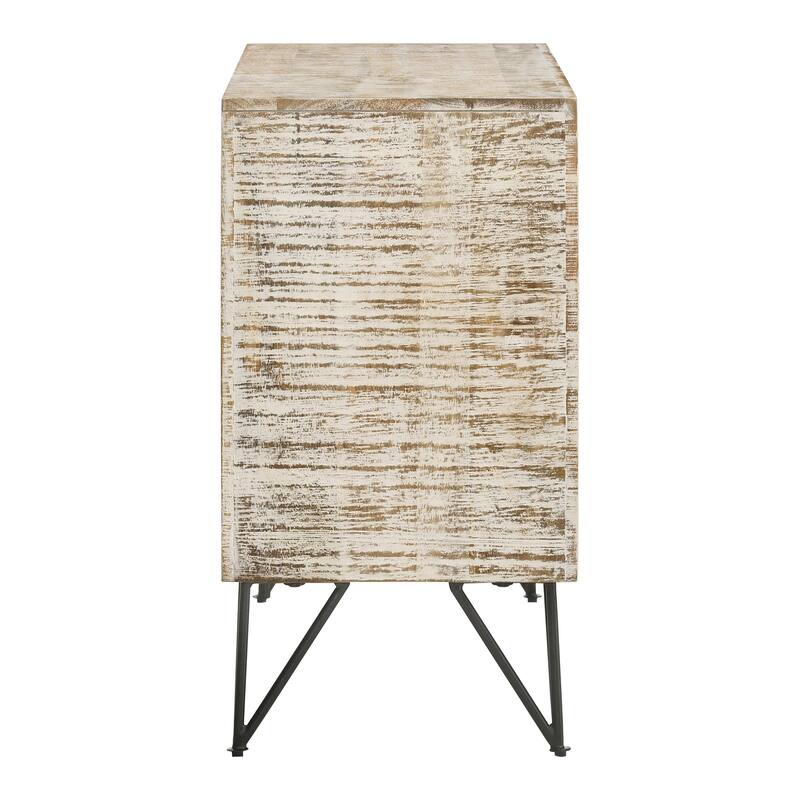 Komomo White Washed 1-Adjustable Shelf Accent Cabinet