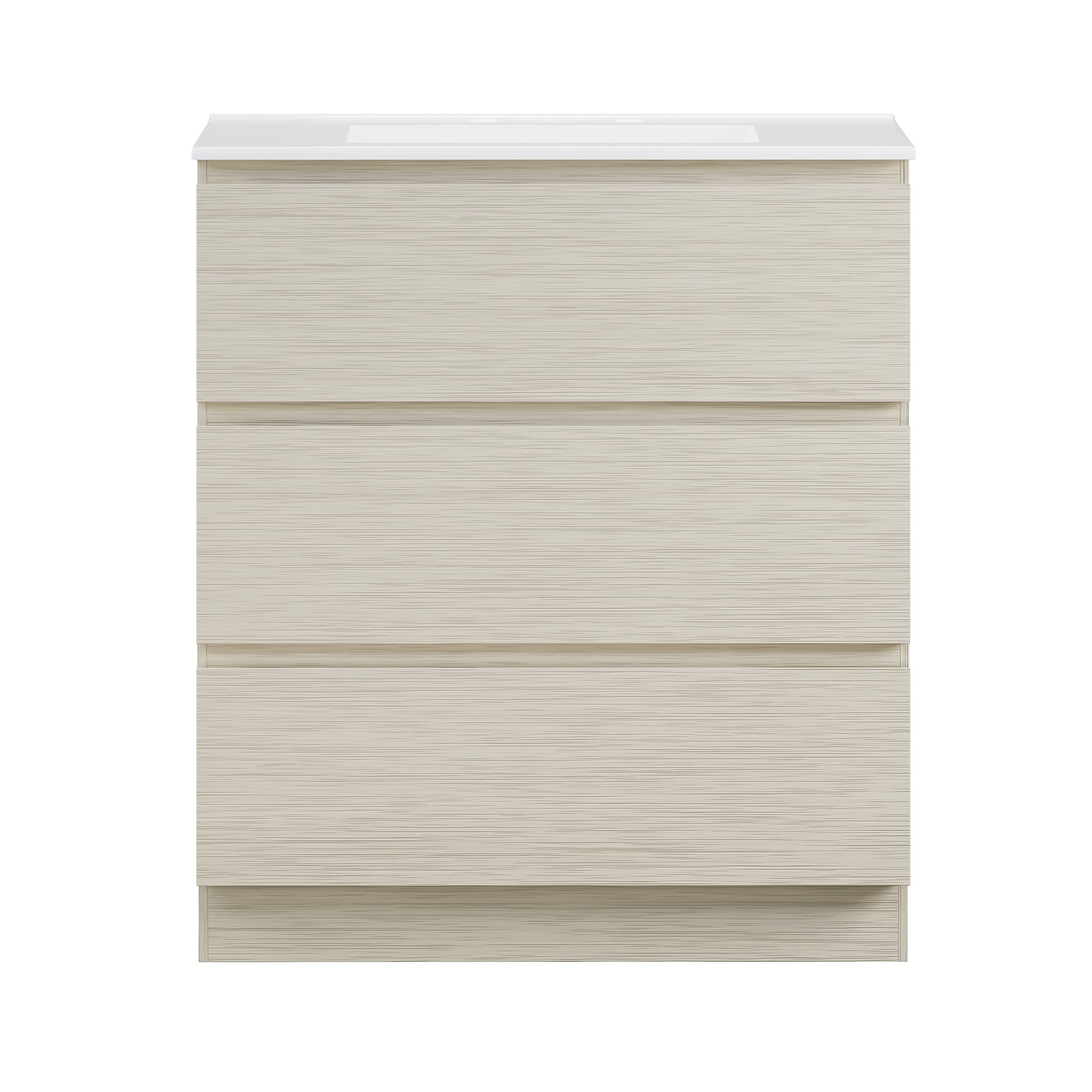 Liberte 30" Freestanding Bathroom Vanity In White Oak With 3-Hole Widespread Sink Top - 30