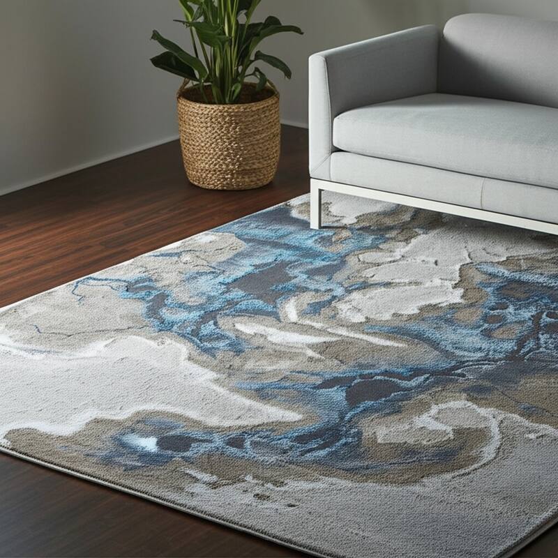 HomeRoots Abstract Bohemian Runner Area Rug - 96.00 in. x 60.00 in.  x 0.39 in.