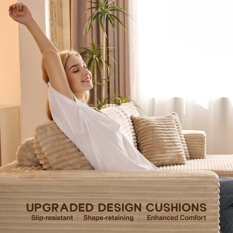 OVIOS All-Foam Plush L-Shaped Sofa​