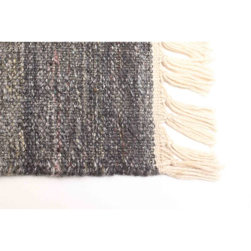 ECARPETGALLERY Flat-Weave Ankara FW Charcoal Wool Kilim - 5'1 x 7'7