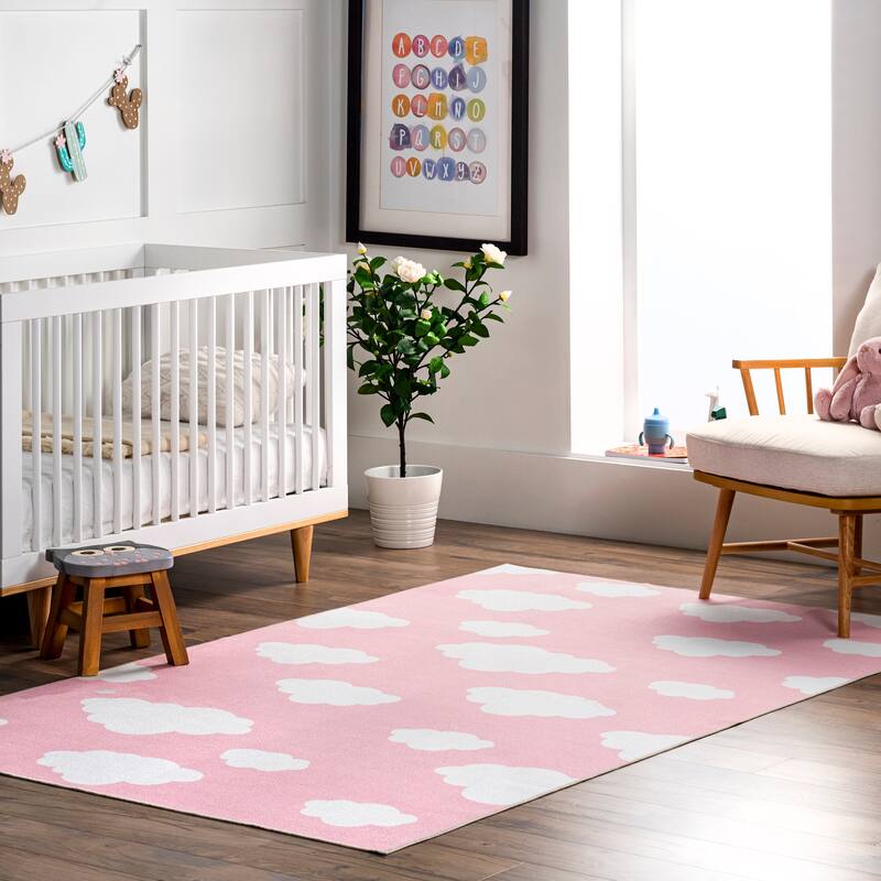 Nuloom Lilia SpinClean Machine Washable Kids Cloud Area Rug - 3' x 5' - Pink - Rectangle