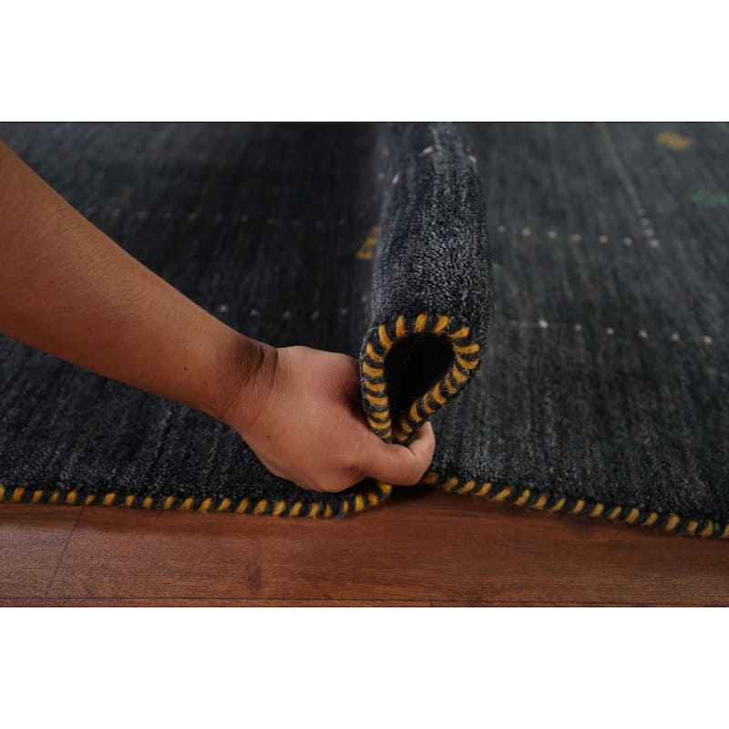 Gabbeh Indian Rug Hand-Knotted Oriental Wool Carpet - 7'11"x 9'8"