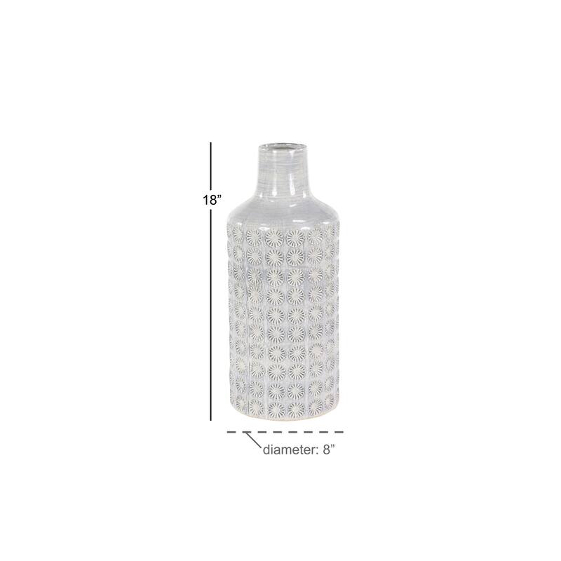 Porcelain Ceramic Floral Decorative Vase - White or Gray - CosmoLiving by Cosmopolitan