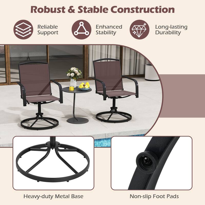 Gymax Patio Swivel Chairs Set of 4 w/ High Back & Round Metal Base for