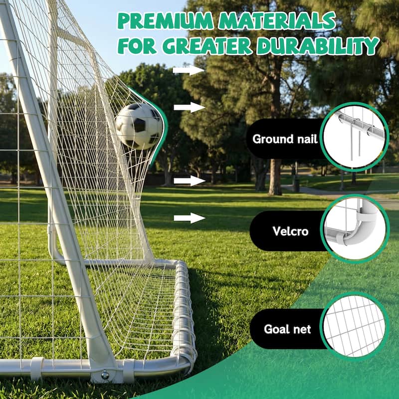 6 X 12FT Soccer Goal for Backyard Kids Portable Soccer Net with High-Strength Nets