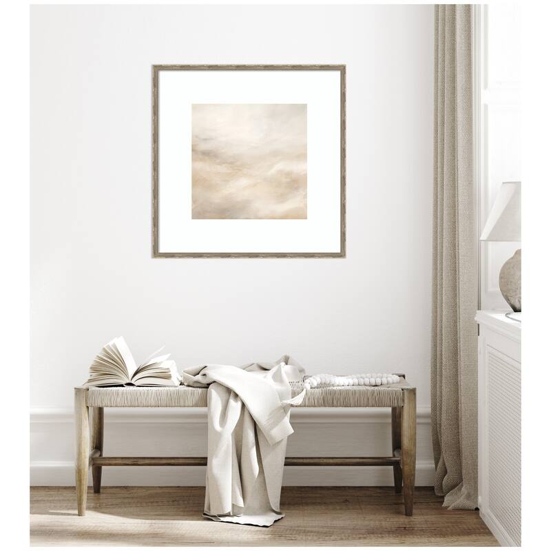 Kate and Laurel Tonal Textural White and Beige Neutrals by The Creative Bunch Studio Framed Wall Art Print