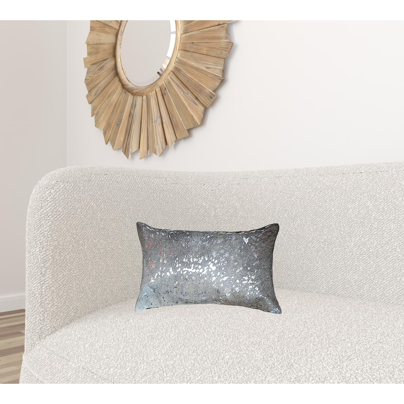 12 X 20 Gray Animal Print Cowhide Throw Pillow