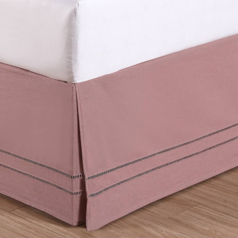 Linenweave Hemstitch 15 Inch Bed Skirt - Twin - Blush