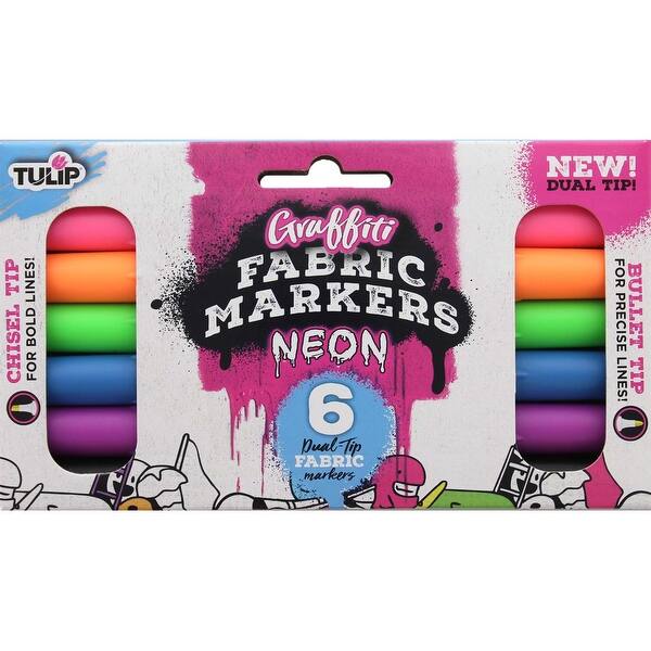 Shop Tulip Fabric Markers Dual Tip Graffiti Neon 6pc Overstock 29941803