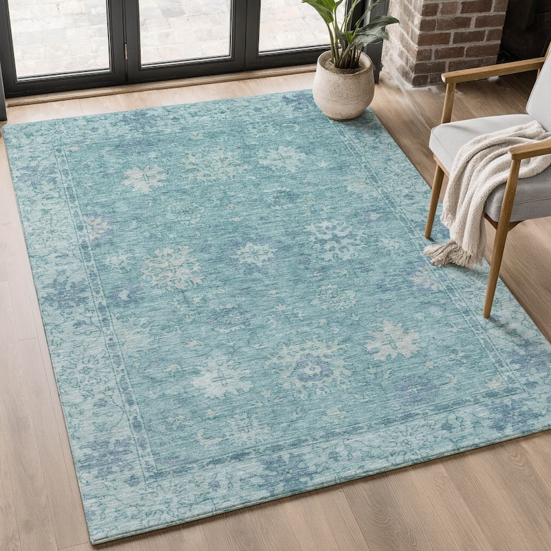 Premium Washable Super Soft Traditional Caply Mayfield Rug - Teal - 9' x 12'