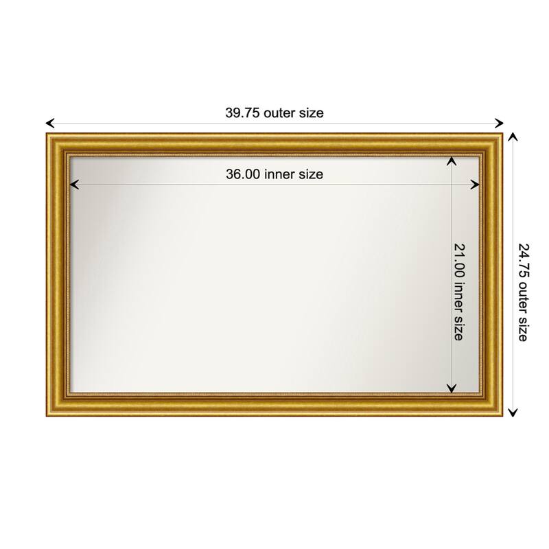 Townhouse Gold Framed Non-Beveled Custom Wall Mirror, Bathroom Vanity Mirror - Outer Size: 39.75 x 24.75