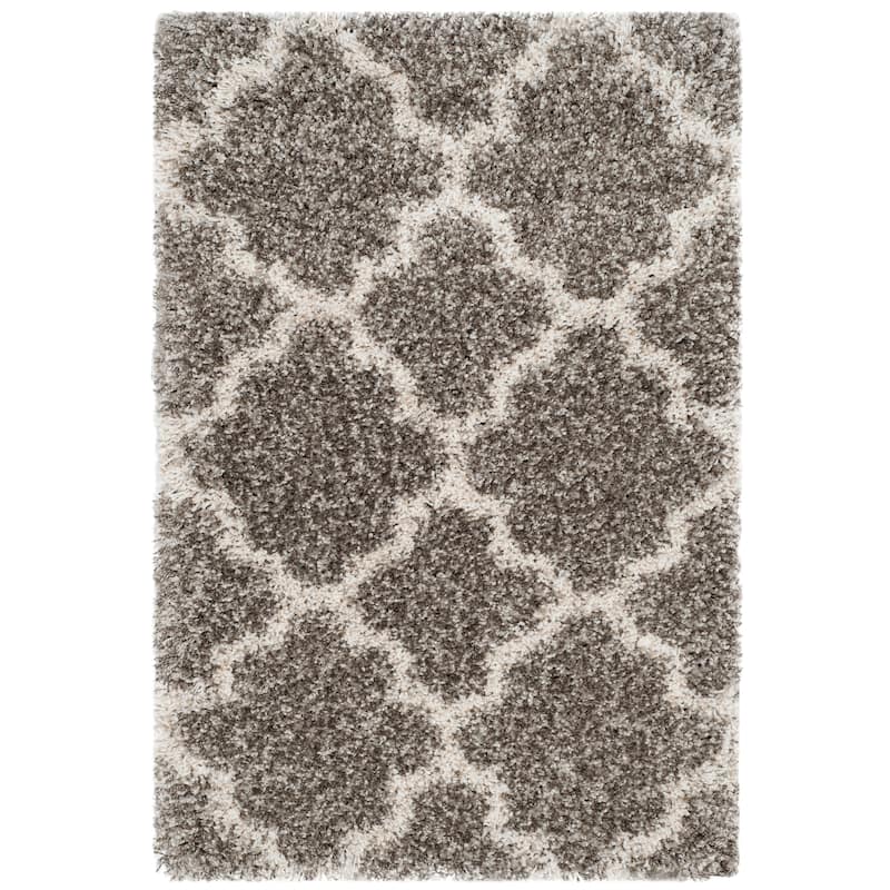SAFAVIEH Hudson Shag Jeryl Glam Trellis 2-inch Area Rug - 2' x 3' - Grey/Ivory