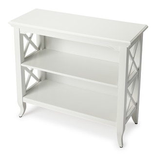 Handmade Butler Newport Glossy White Wood Low Bookcase