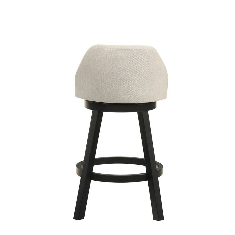 Erika Upholstered Swivel Bar Stool, Counter Height Barstool with Fabric Seat