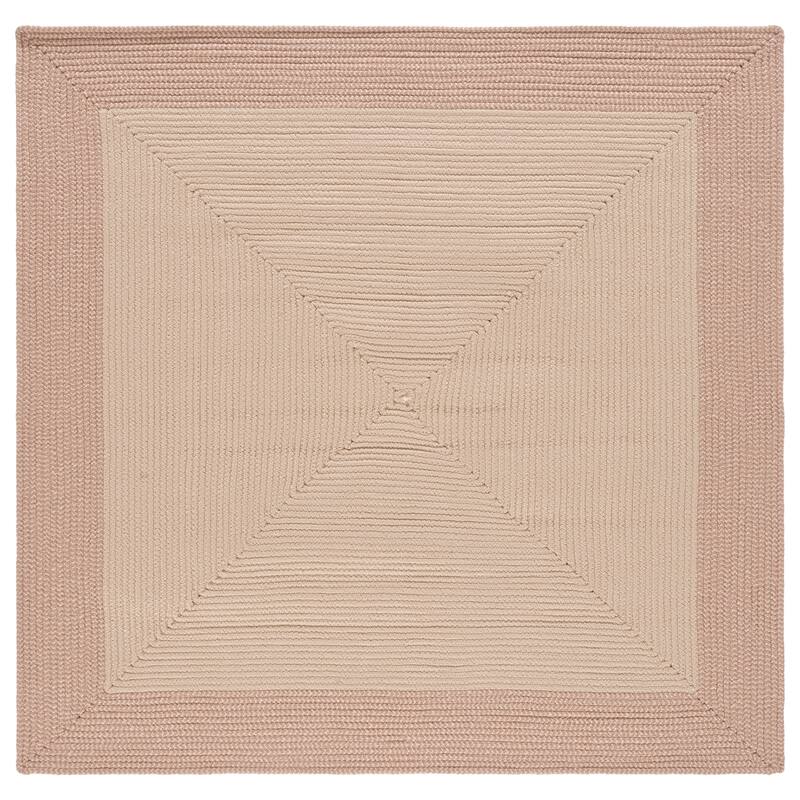 SAFAVIEH Handmade Braided Blodwen Washable Indoor/Outdoor Rug - Weather Resistant & Easy Cleaning - 5' Square - Ivory/Peach