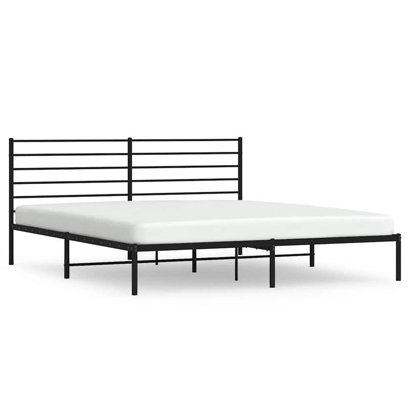 vidaXL Metal Bed Frame with Headboard, No Mattress
