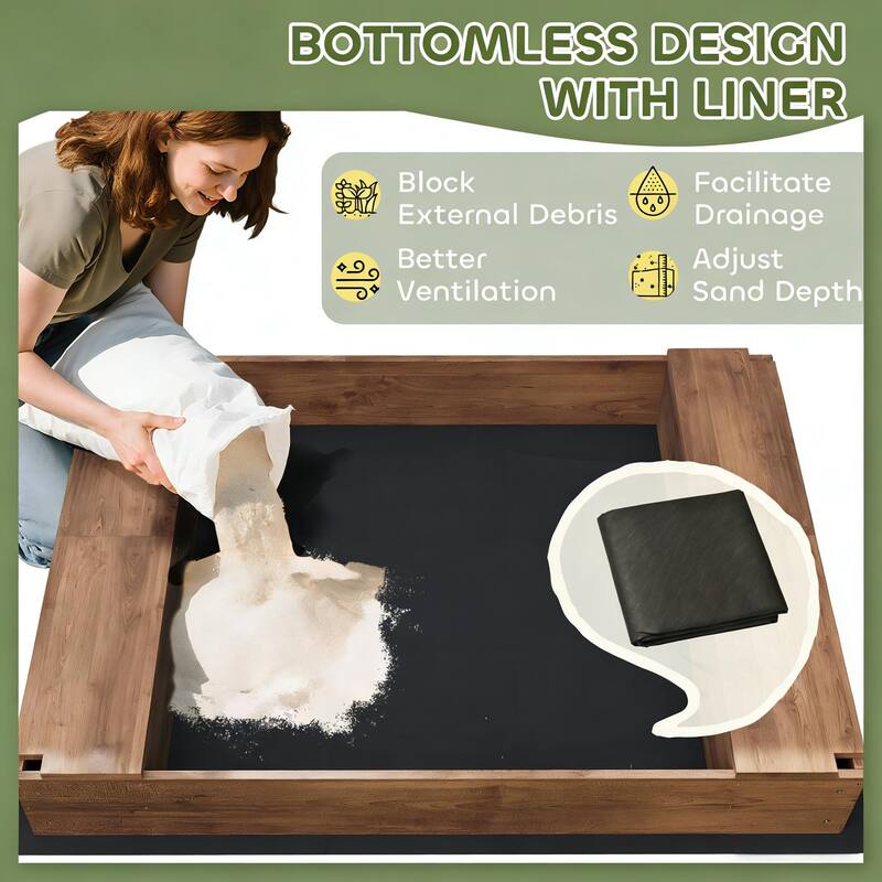 GDFStudio Outdoor Nilo Kids Sandbox with Canopy, Seating, and Storage