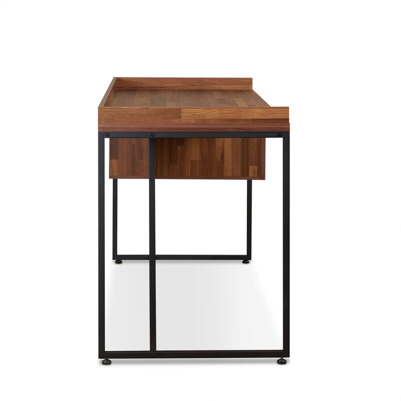Contemporary 1-Drawer Writing Desk with Elegant Walnut Finish and Sleek Sled Base for Office or Study Use