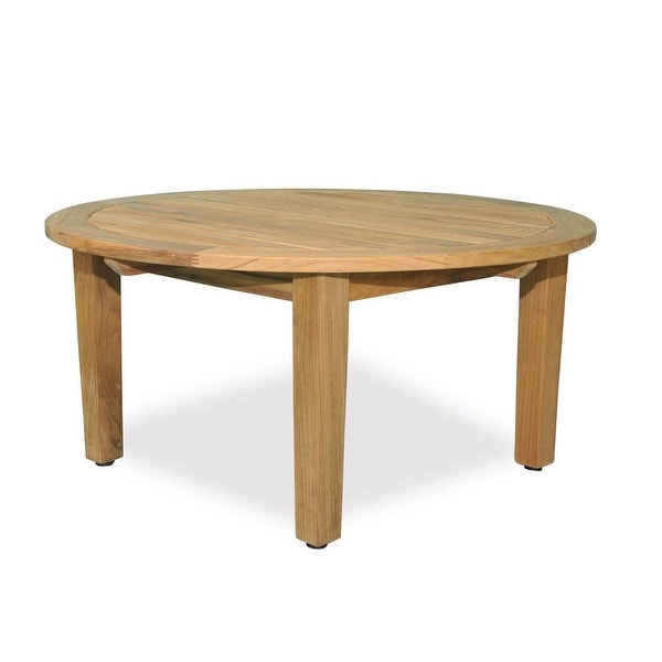 36 Natural Teak Round Outdoor Patio Wooden Coffee Table 36 Natural Teak Round Outdoor Patio Wooden Coffee Table Brown