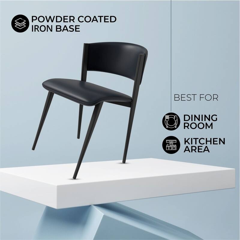 Set of 4 Leather Dining Chairs - Accent Chairs with Sturdy Metal Legs & Cushioned Seats - Ideal for Dining Room or Living Space