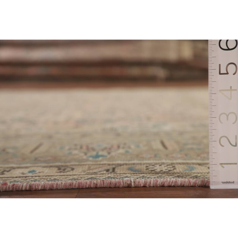 Geometric Tabriz Distressed Persian Vintage Rug Handmade Wool Carpet - 7'10" x 10'9"
