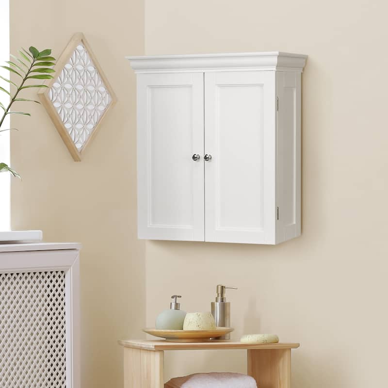 Teamson Home Stratford Classic Wall Cabinet with Adjustable Shelves - Colored - White