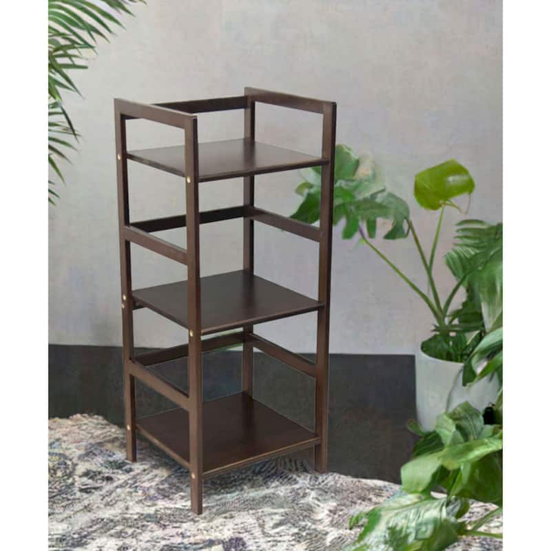 3 Tier Solid Bamboo Frame Stackable Tower Bookshelf