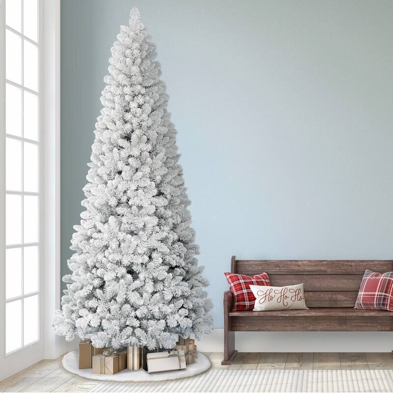9 ft. Unlit Flocked Virginia Pine Tree