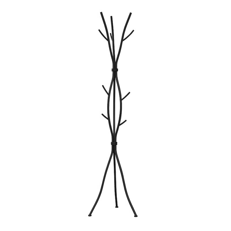 74-Inch Tall Freestanding Coat Rack with Metal Frame 11 Hooks Entryway Umbrella Stand - 74'' H X 18.5'' W X 18.5'' D - Black